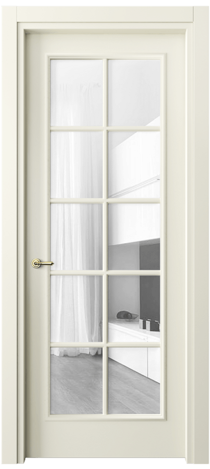 Межкомнатная дверь Париж 8102 Матовый молочно-белый Прозрачное стекло Цена 76999 ₽| Volhovec