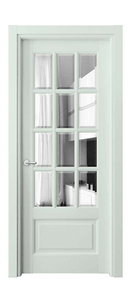 Межкомнатная дверь Тоскана Грильято 6313 Матовый белоснежный Двустороннее зеркало с фацетом, триплекс Цена 152499 ₽ | Volhovec