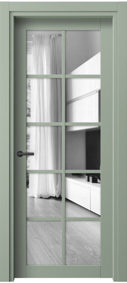 Межкомнатная дверь Нео 2106 ПЭТ светло-оливковый Двустороннее зеркало, триплекс Цена 32539 ₽ | Volhovec