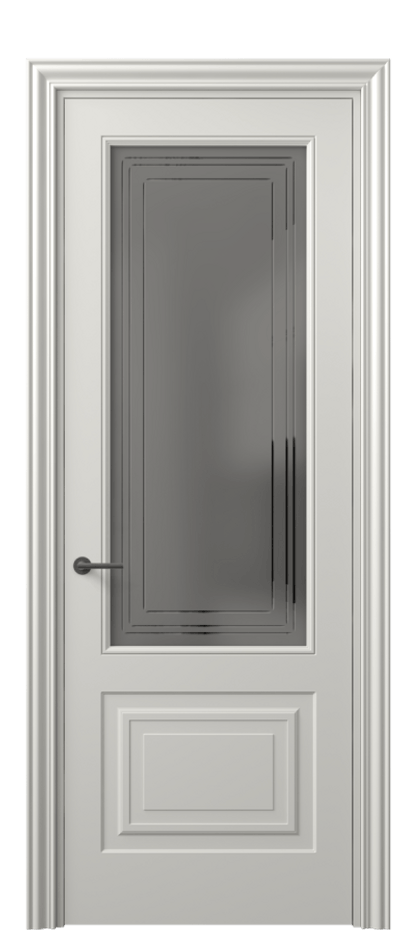 Межкомнатная дверь Маскот 8452 Матовый серый Сатинированное серое стекло с гравировкой "Грани", триплекс Цена 82499 ₽ | Volhovec