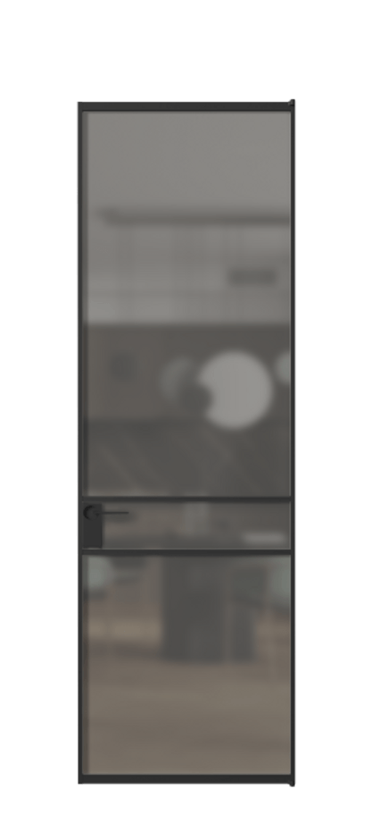 Алюминиевая дверь АЛПЛ040.02 Алюминий Черный Сатинированное серое стекло, триплекс Цена 120130  | Volhovec