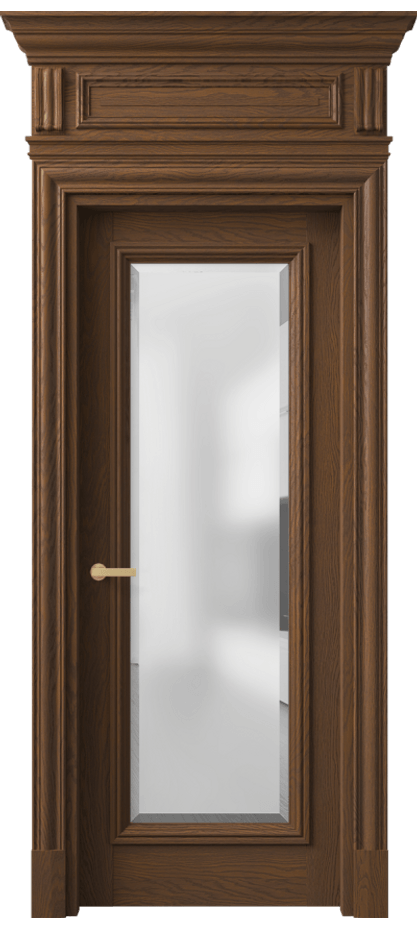Межкомнатная дверь Антик 7300 Дуб каштановый матовый Сатинированное стекло с фацетом Цена 264949 ₽ | Volhovec