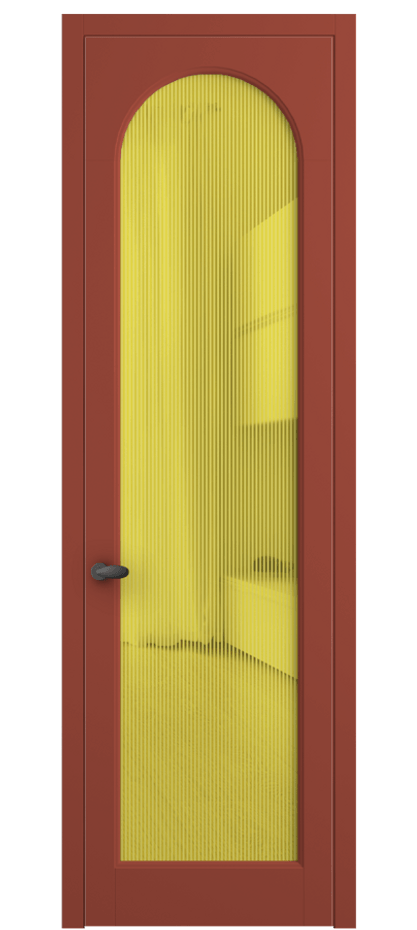 Межкомнатная дверь Палаццо 6804 Матовый белоснежный Рифлёное желтое стекло "Дюна", триплекс Цена 135340 ₽ | Volhovec