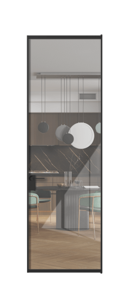 Алюминиевая дверь АЛПЛ040.01 Алюминий Черный Рефлективное прозрачное стекло "Стопсол", калёное Цена 121970  | Volhovec