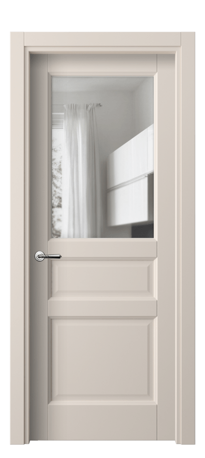 Межкомнатная дверь Галант 1432 ПЭТ пудровый бежевый Прозрачное стекло Цена 33699 ₽ | Volhovec
