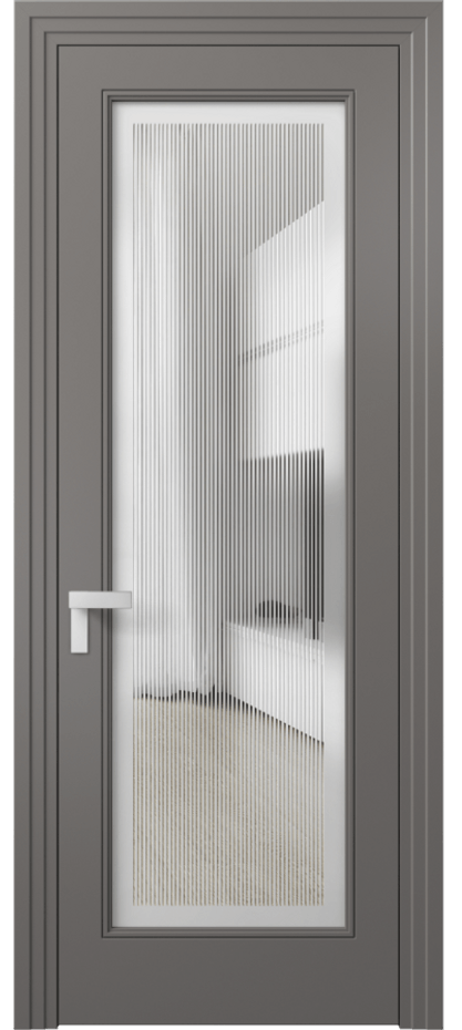Межкомнатная дверь Рокка 8300 Матовый классический серый Сатинированное с гравировкой "Каннелюры", триплекс Цена 91899 ₽ | Volhovec