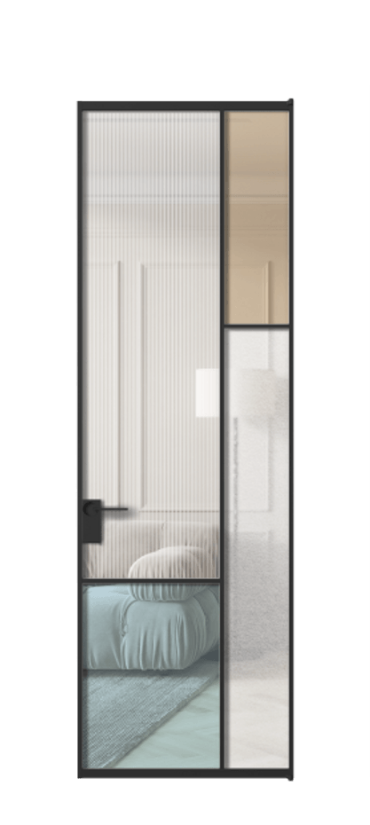 Межкомнатная дверь Мозаик АЛПЛ041.12 Алюминий Черный Комбинация стекол Группы 1 и Группы 3 Цена 166070 ₽ | Volhovec
