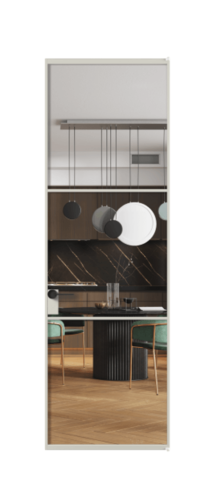 Алюминиевая дверь АЛПЛ040.03 Алюминий тёплый серый Прозрачное стекло "Кристал Вижн", калёное Цена 130370  | Volhovec