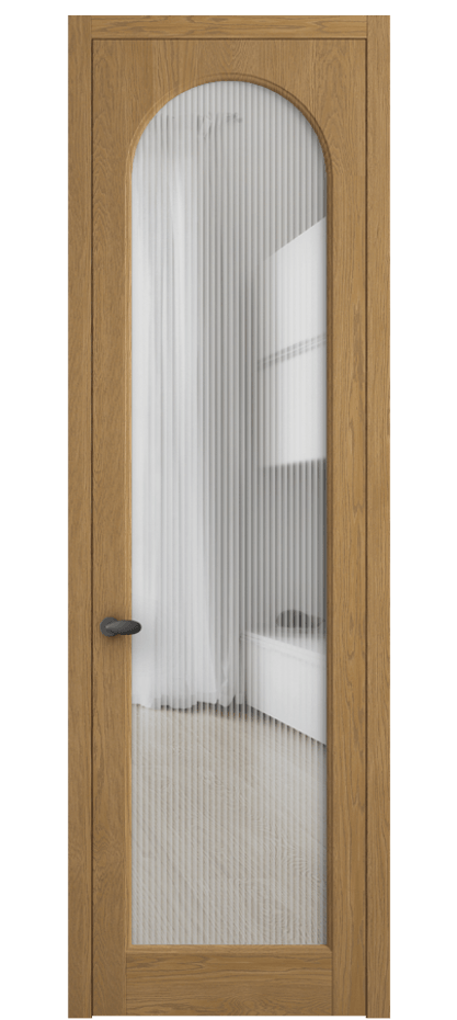 Межкомнатная дверь Палаццо 6804 Дуб солнечный матовый Рифлёное стекло "Мору", триплекс Цена 156229 ₽ | Volhovec