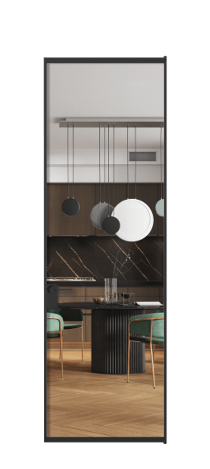 Алюминиевая дверь АЛПЛ040.01 Алюминий Черный Прозрачное стекло "Кристал Вижн", калёное Цена 141270  | Volhovec