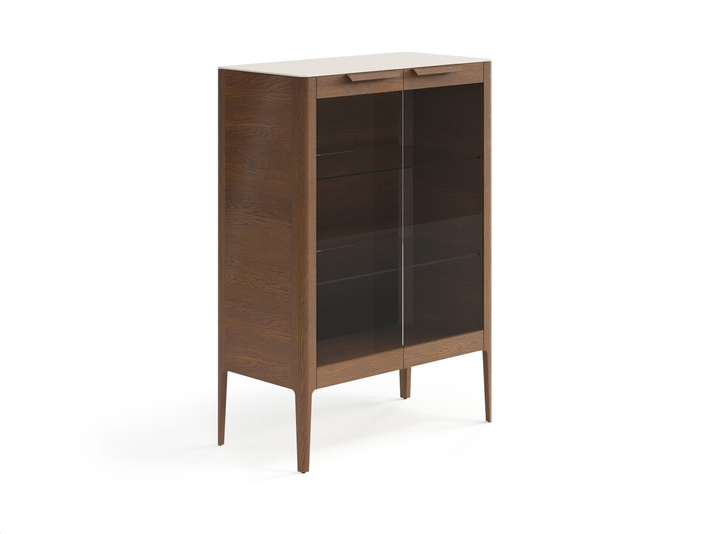 Мебель Витрина Пьега. Цвет Дуб каштановый матовый. Материал Массив дуба матовый. Коллекция Витрина Пьега. Картинка.