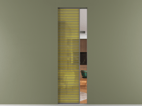 Алюминевая перегородка АЛПР 040.077 МКЛС САТ ЖЕЛ. Цвет Алюминий классический серый. Материал Алюминий в эмали. Коллекция Перегородка Формато скрытый пенал 1 створка. Картинка.