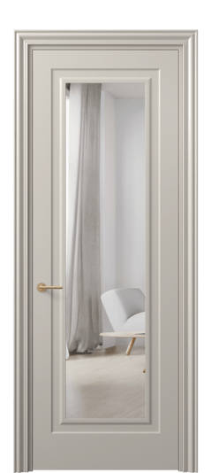 Дверь межкомнатная 8403 МСБЖ Зеркало с одной стороны. Цвет Матовый светло-бежевый. Материал Гладкая эмаль. Коллекция Маскот. Картинка.