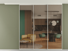 Перегородка Формато вдоль стены на потолок 3 створки с синхронным механизмом