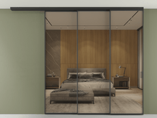 Перегородка Формато вдоль стены на потолок 3 створки с синхронным механизмом